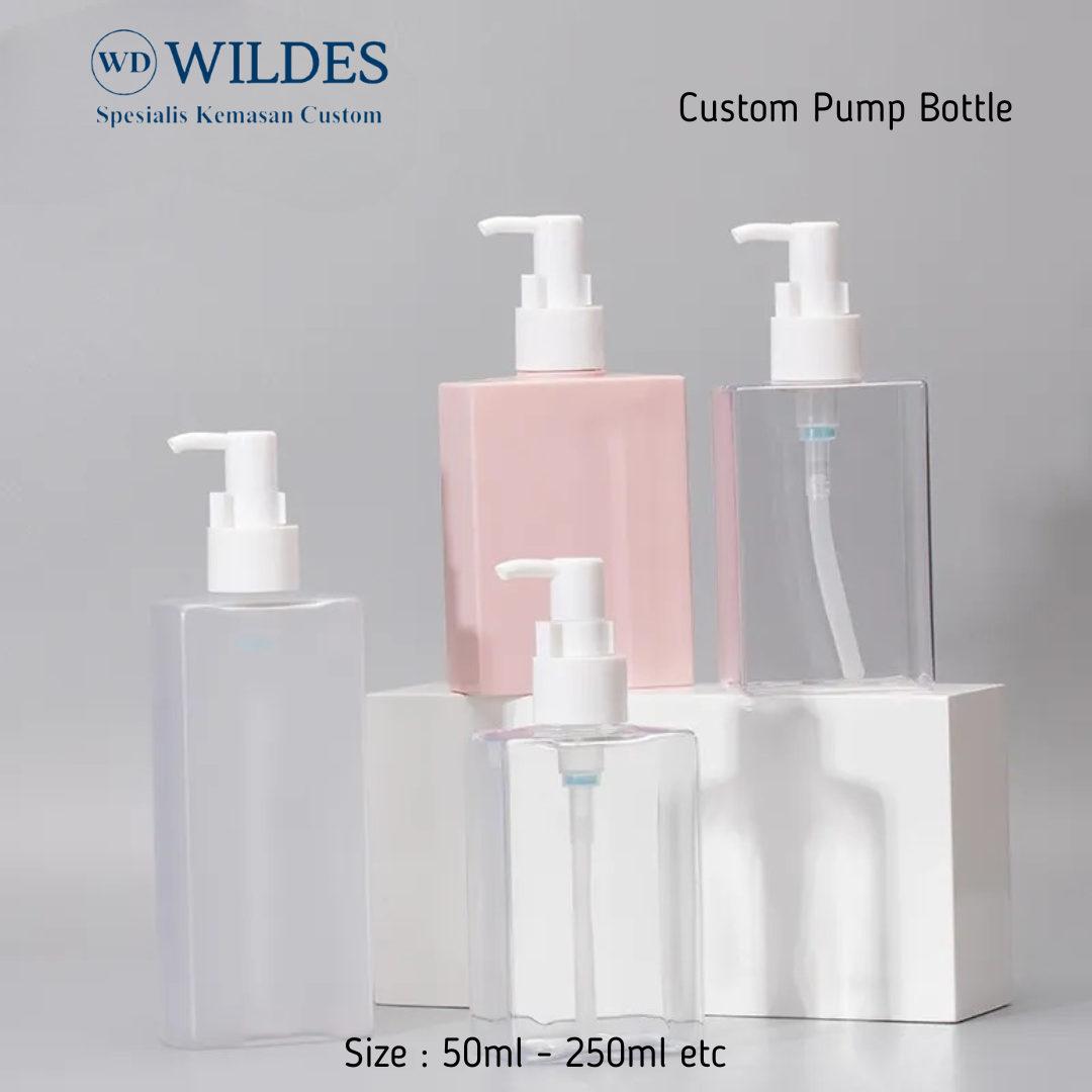 Botol Pump Kotak Custom 50ml 100ml 200ml