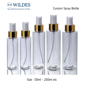 Botol Spray Custom Transparan neck gold 100ml -250ml