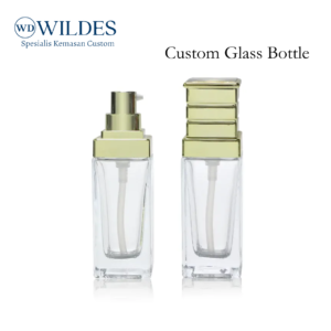Glass Bottle Custom Kotak Pump Gold 50ml 100ml