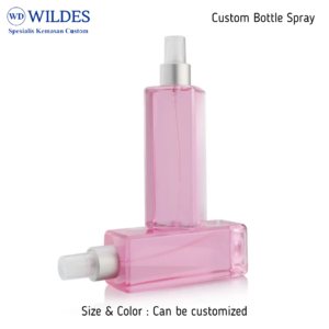 Botol Spray Custom Kotak transparant clear neck Silver 100ml